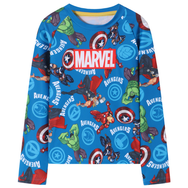Camiseta Infantil Manga Longa Praia Proteção UV Marvel Avengers Licenciado