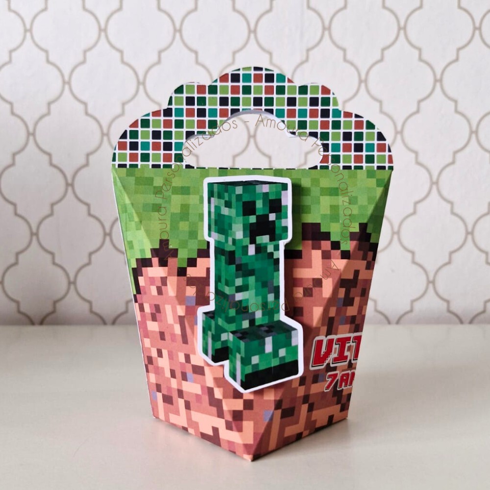 CAIXA TRIANGULOVE PERSONALIZADA PARA LEMBRANCINHAS MINECRAFT | CAIXINHA  GAMER| INFANTIL ANIVERSARIO
