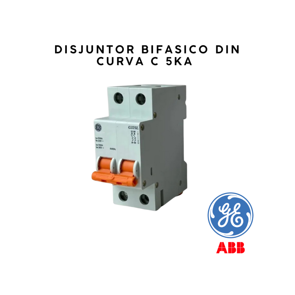 Disjuntor Din Bipolar Bifásico Curva C Ge 10a 16a 20a 25a 32a 40a 50a 63a Termomagnético