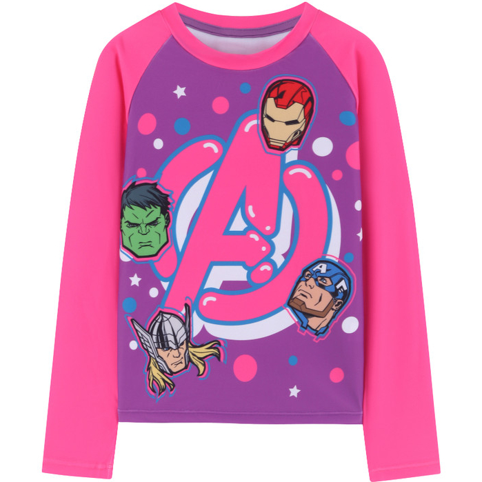 Camiseta Infantil Manga Longa Praia Proteção UV Marvel Avengers Licenciado
