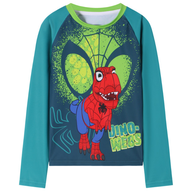 Camiseta Bebe Manga Longa Praia Proteção UV Marvel Dino Spiderman Licenciado