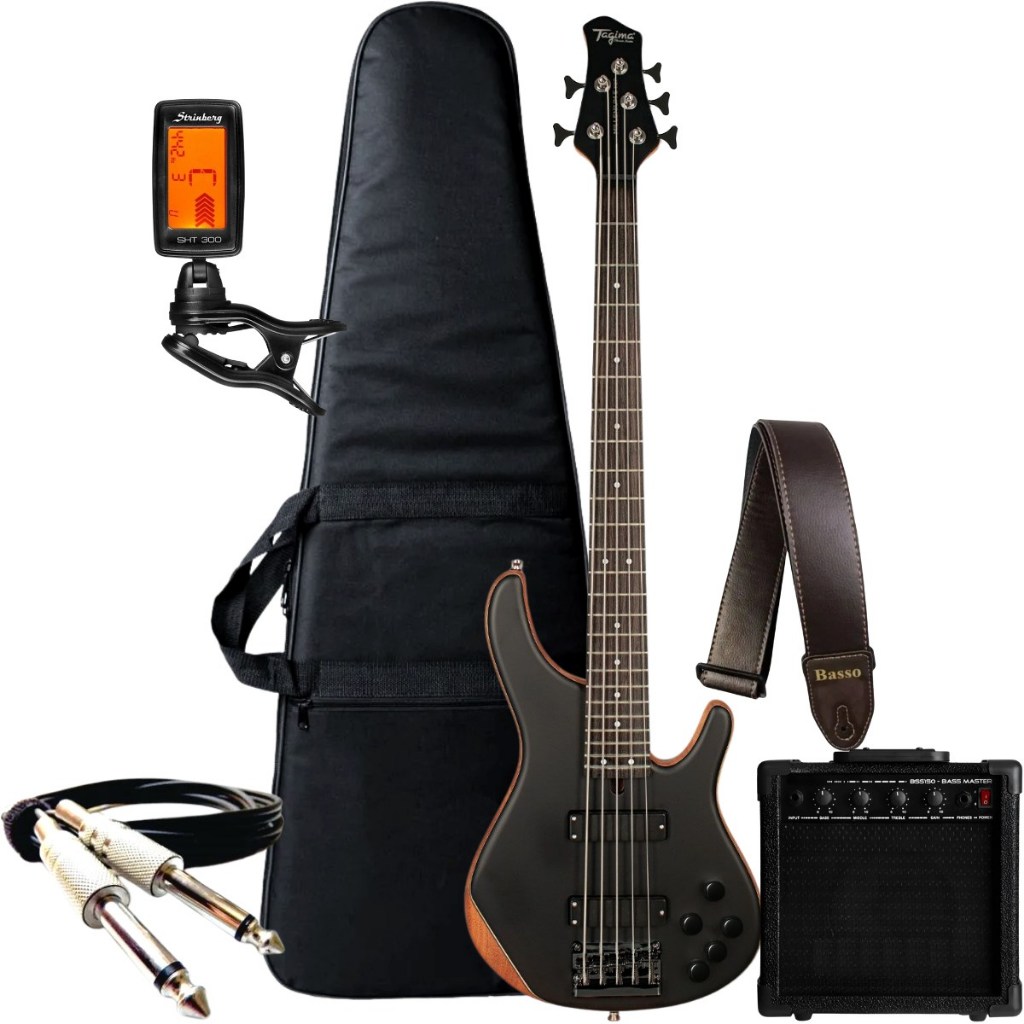 Kit Contra Baixo 5 Cordas Tagima Millenium Top 5 Ativo + Acessórios  + Amplificador Sheldon em Oferta na Shopee