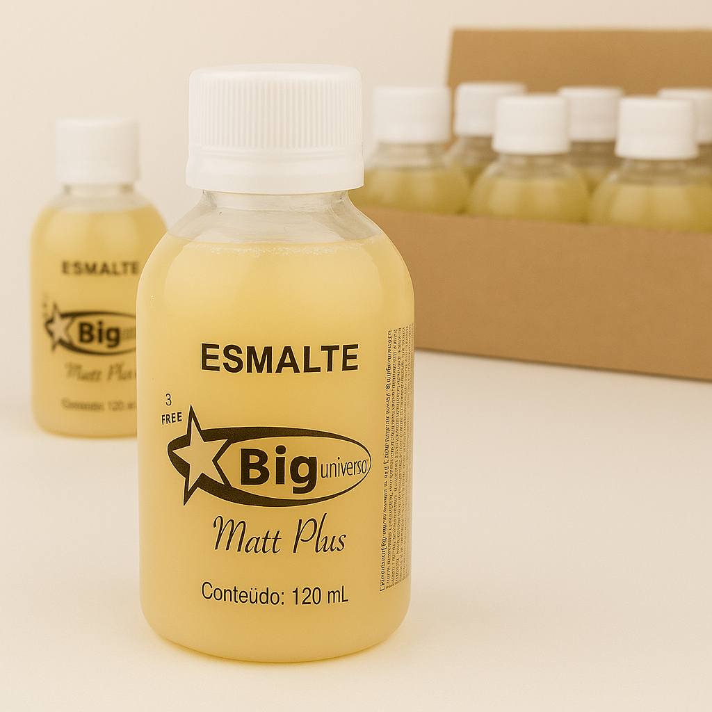 Esmalte Top Coat Efeito Matte Kit Profissional Matt Plus 120ml Big Universo Caixa C/12 Unidades