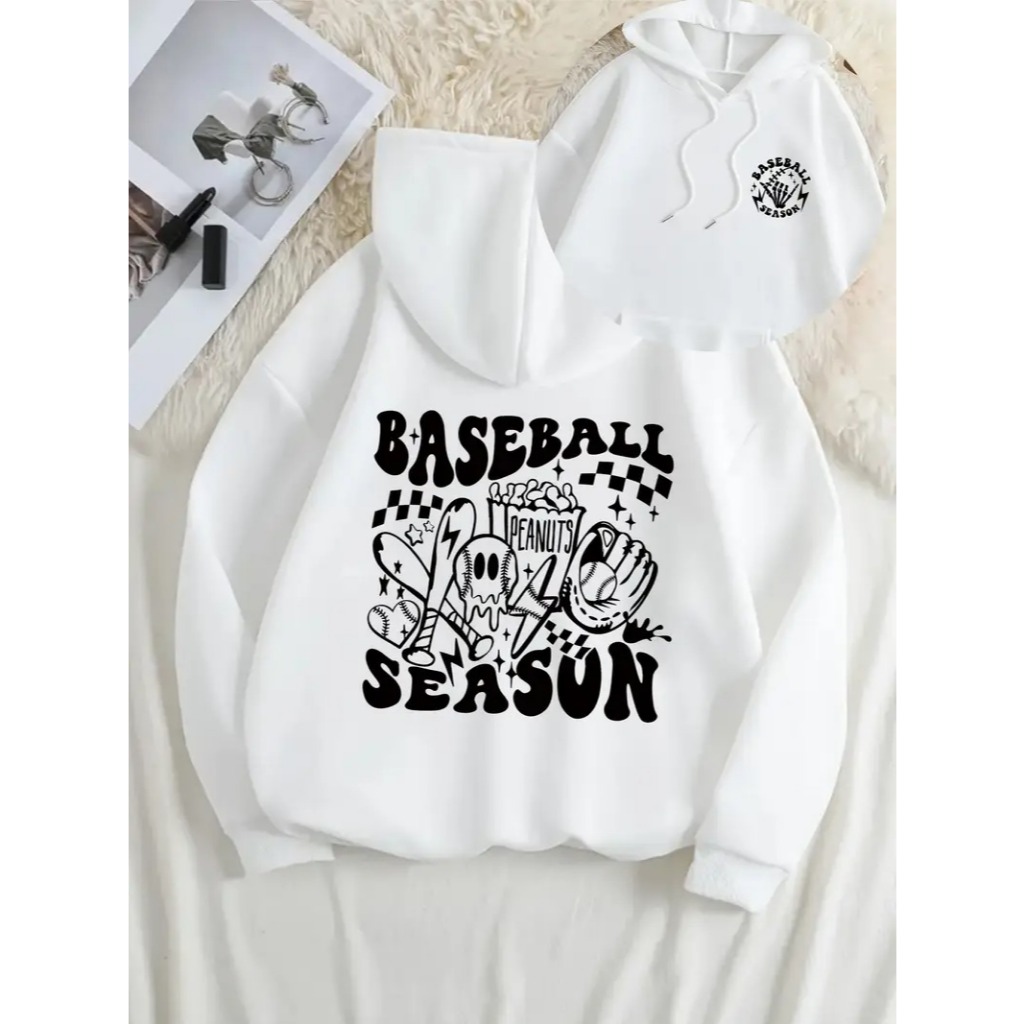 Moletom Moletom Baseball casual com design, capuz com cordão, uso para todas as estações, Moletom  casual | Moletom com