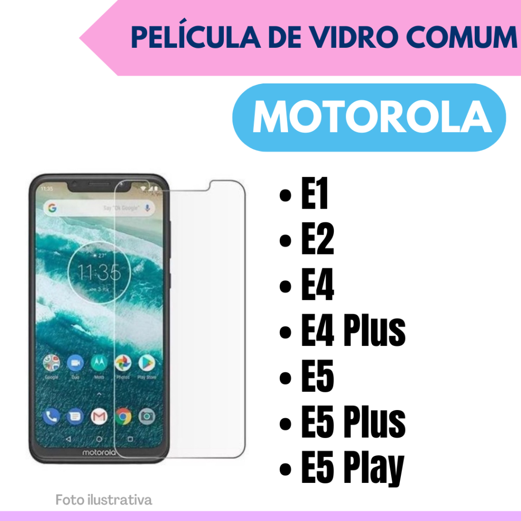 Película de vidro Motorola Moto E1 / E2 / E4 / E4 Plus / E5 / E5 Plus / E5 Play / Pelicula protetor de tela. em Oferta na Shopee