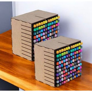 Suporte Organizador P/ Caneta Touch Marcadores Caixa Organizadora Nicho Em MDF 120 Cores em Oferta na Shopee