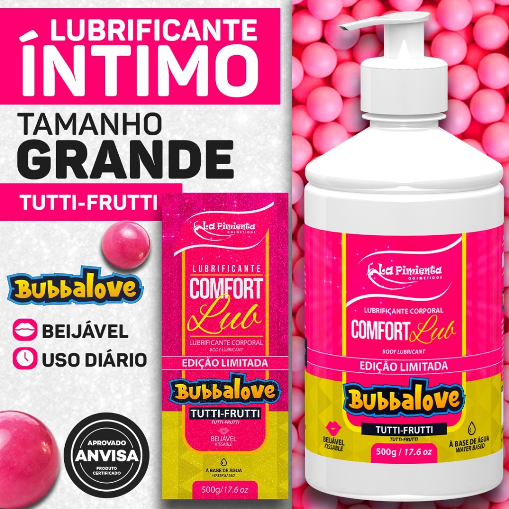 LUBRIFICANTE ÍNTIMO TAMANHO EXTRA GRANDE TUTTI-FRUTTI 500G - VERSÃO BUBBALOVE em Oferta na Shopee