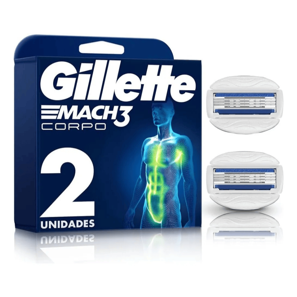 Carga Para Aparelho De Depilação Gillette Mach 3 Corpo com 2 Unidades