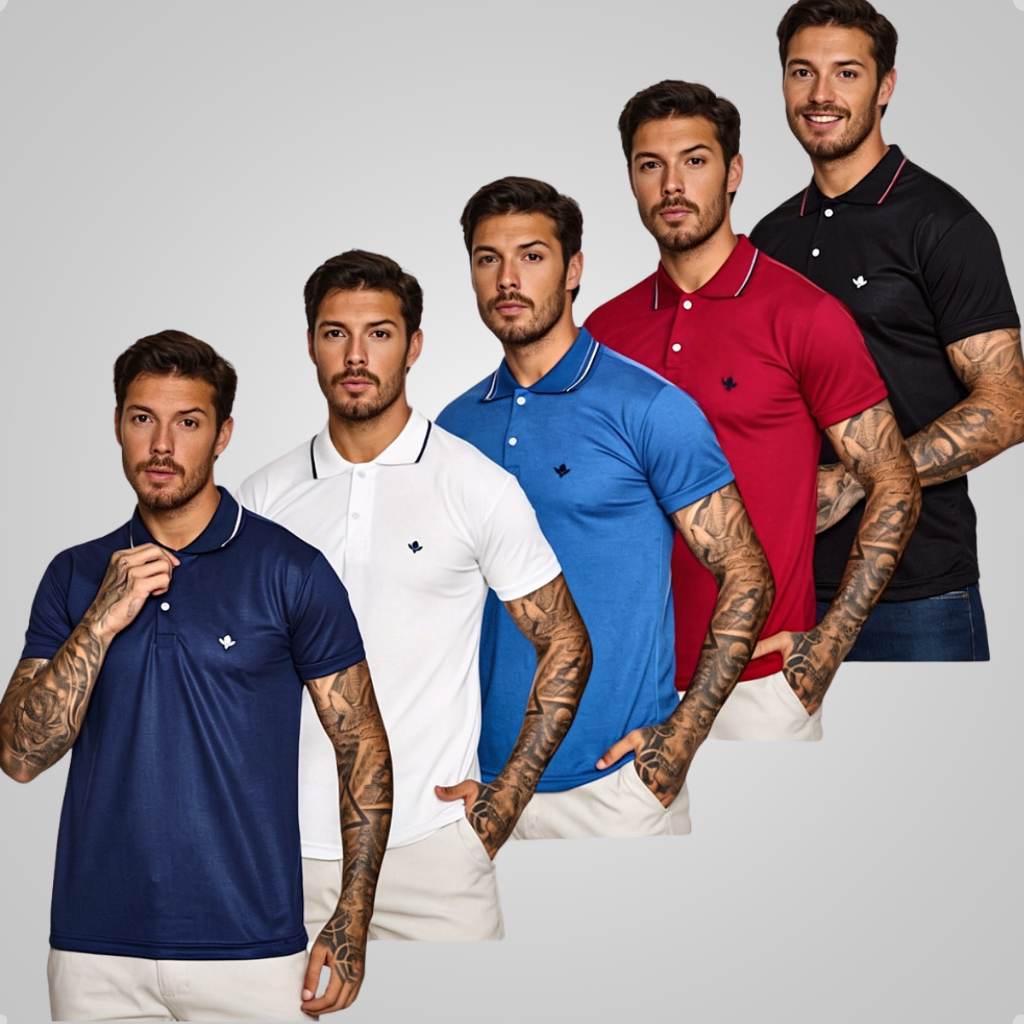 kit 5 camisa gola polo linha premium masculina moda em Oferta na Shopee