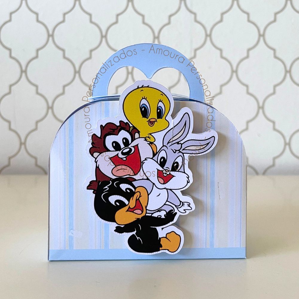 CAIXA MALETA PERSONALIZADA PARA LEMBRANCINHAS LOONEY TUNES BABY |CAIXINHA FESTA INFANTIL ANIVERSARIO