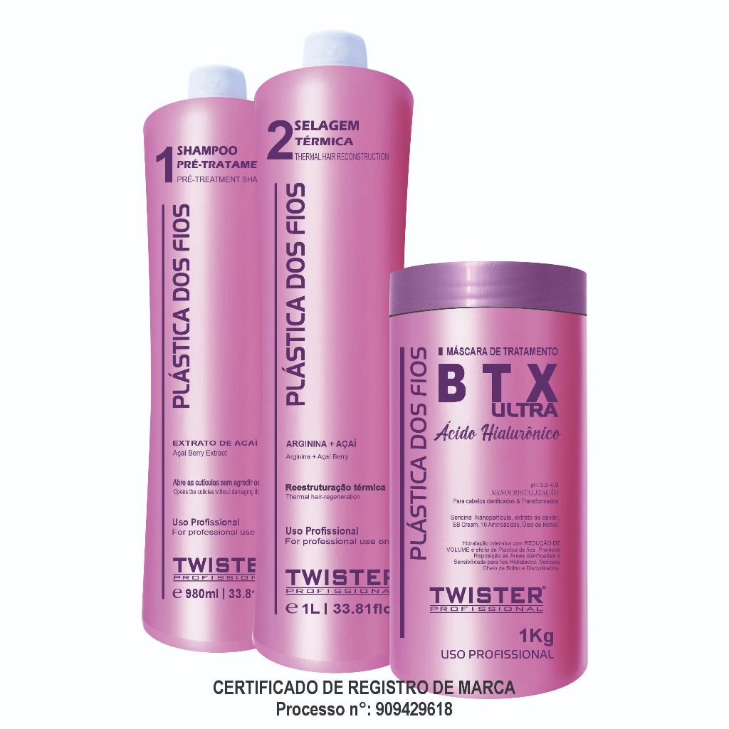 kit progressiva Selagem Reconstrutora Twister Profissional + BTX ultra Hidratante