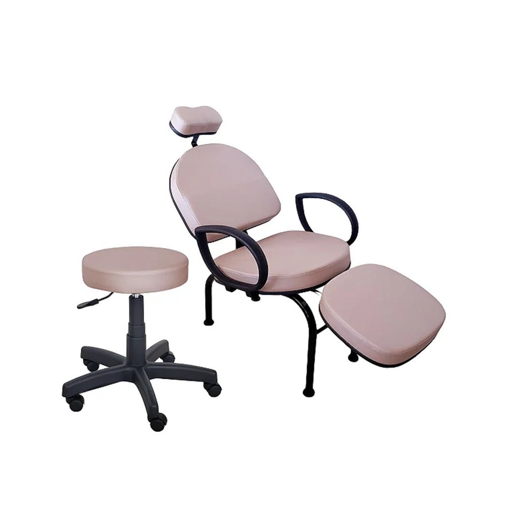 Kit Cadeira Conforty com Mocho Fit sem encosto para Maquiagem - Depilação - Manicure - Pedicure - Podologia - Estética