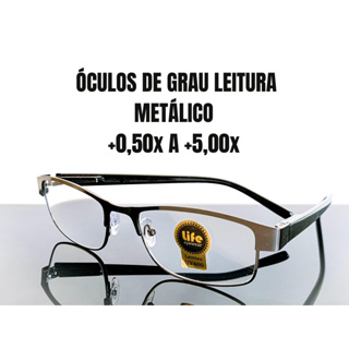 Óculos de Leitura Metálico Retangular Cinza com Lente de Grau +0.50 até +5.00 Óculos Pronto para Vista Cansada Leitura em Oferta na Shopee