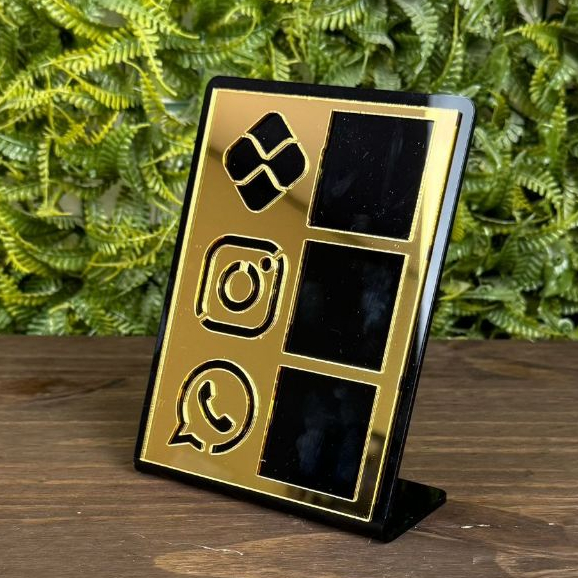 Placa Pix Display Acrílico Mesa Balcão Plaquinha Pix WhatsApp Instagram