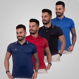 Kit 4 Camisas Camisetas Gola Polo masculina Slim Básica Premium em Oferta na Shopee
