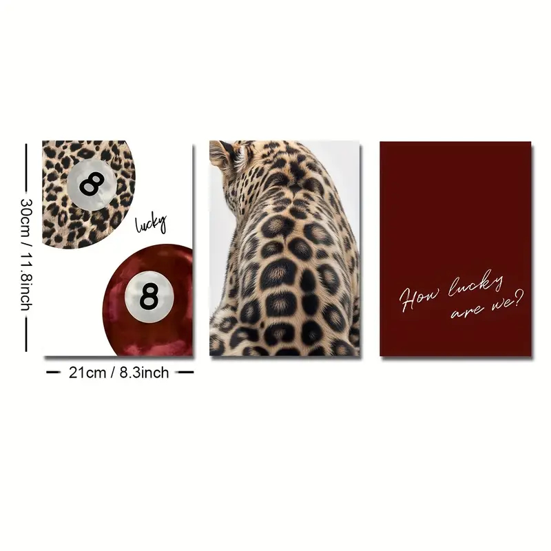 Kit 3 Peças quadro decorativo luck sinuca onca decoração luxo