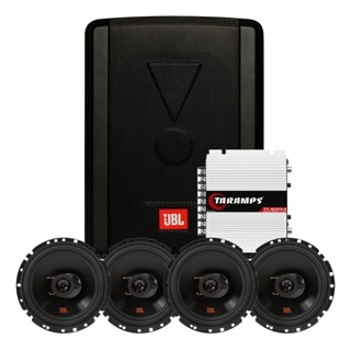 Kit Som Automotivo 4 Alto Falantes 6" JBL 6TRFX55 Amplificador Taramps TS400x4 Sub Slim JBL SW68A-MS em Oferta na Shopee