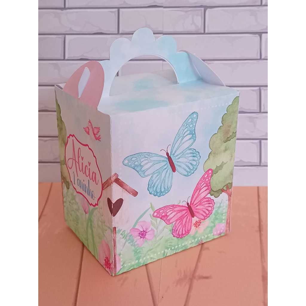 Caixinhas Personalizados Borboletas Jardim Encantado Lembrancinhas Caixinhas para Festa PEGUE E MONTE
