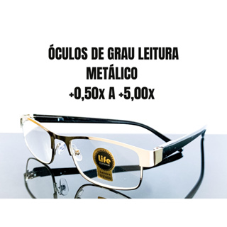 Óculos de Leitura Metálico Retangular Prata com Lente de Grau +0.50 até +5.00 Óculos Pronto para Vista Cansada Leitura em Oferta na Shopee