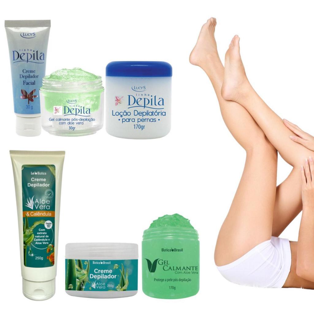 Depilação Completa Axila Virilha Pernas e Rosto Sem Dor Creme e Gel Calmante Aloe Vera