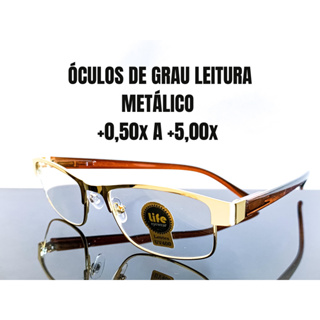 Óculos de Leitura Metálico Retangular Dourado com Lente de Grau +0.50 até +5.00 Óculos Pronto para Vista Cansada Leitura em Oferta na Shopee