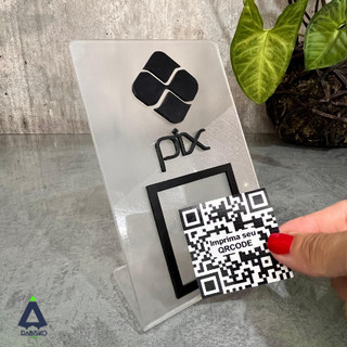 Placa Pix Acrílico para QR Code - Suporte Display de mesa ou balcão