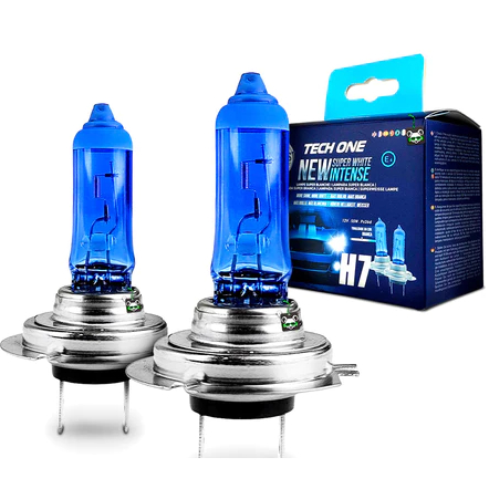 Par Lampadas Farol Super Branca Tech One 8500k Efeito Tipo Xenon 12v Carro Moto Legalizada Inmetro