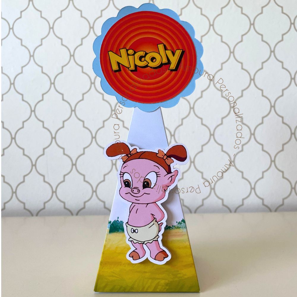 CAIXA PIRÂMIDE PERSONALIZADA PARA LEMBRANCINHAS LOONEY TUNES BABY | CAIXINHA | INFANTIL |ANIVERSARIO