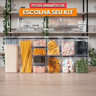 Kit de Potes Hermeticos Com Vedação Empilhavel em Acrílico em Oferta na Shopee
