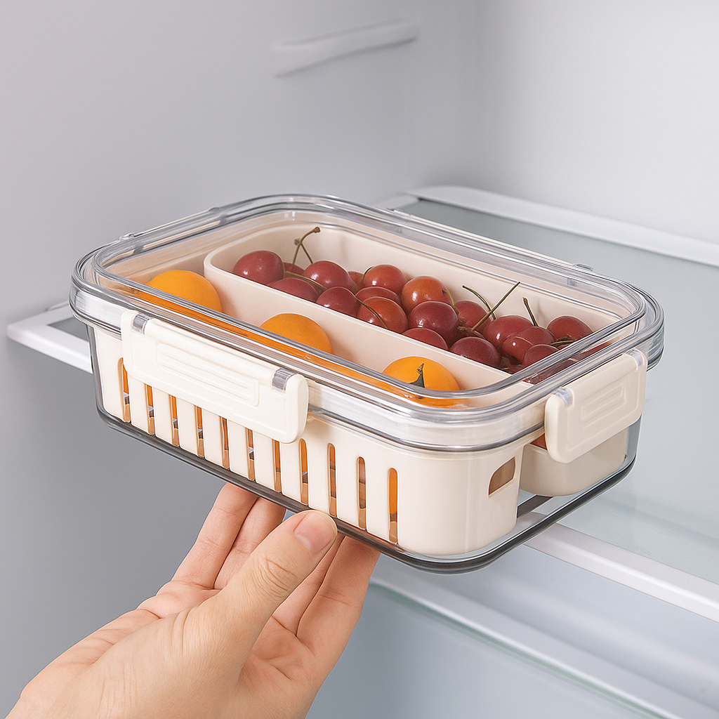 Organizador de Geladeira com Tampa Hermética Para Verduras Legumes e Frutas Versátil e Multiuso