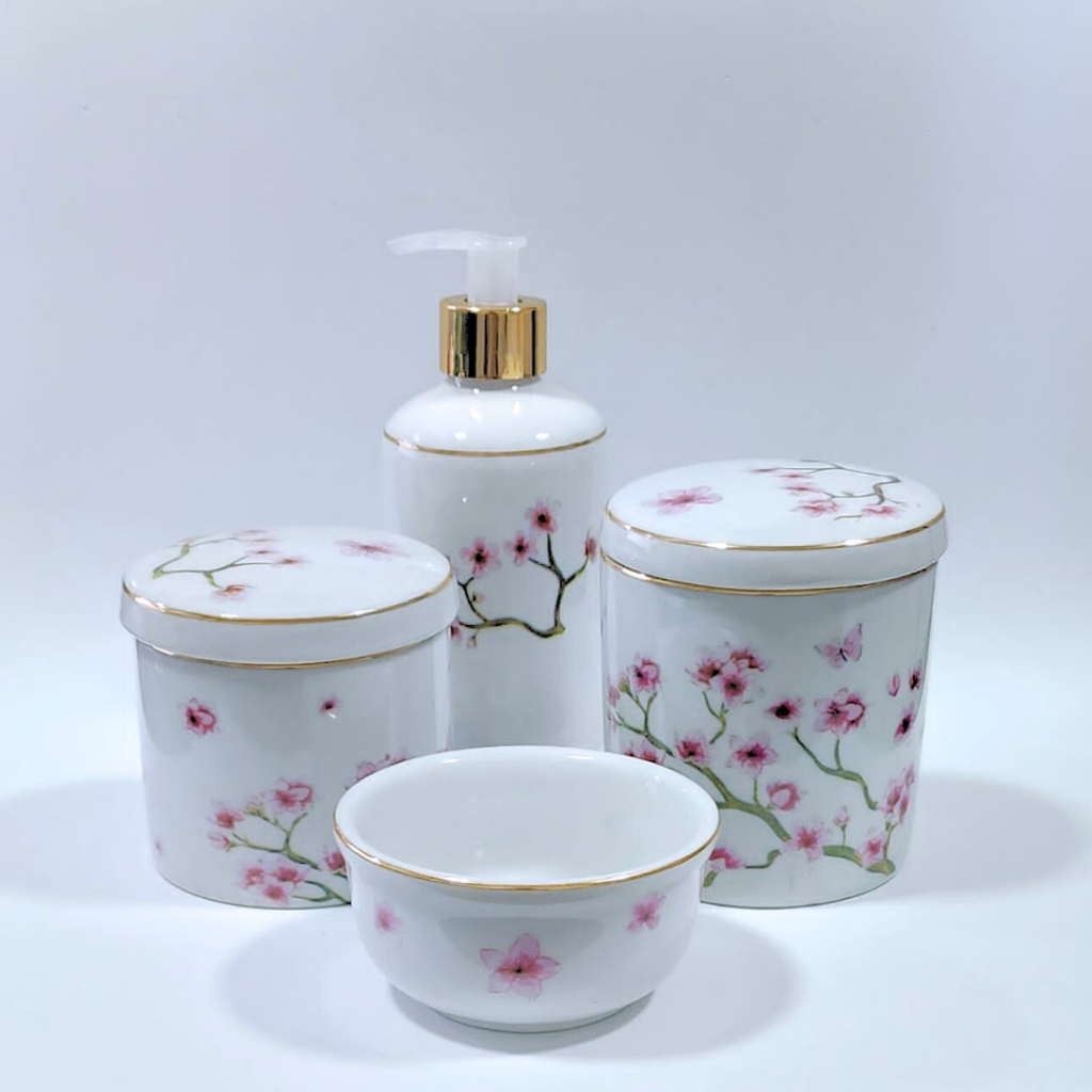 Kit Bebe Porcelana cerejeira Friso Ouro