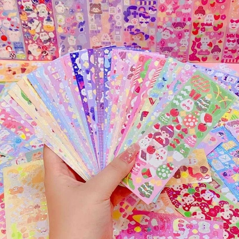 Cartelas de adesivos fofinhos/bichinhos/bonecas/papelaria fofa/material escolar/scrapbook/Figurinhas/Kpop/Aplique em Oferta na Shopee