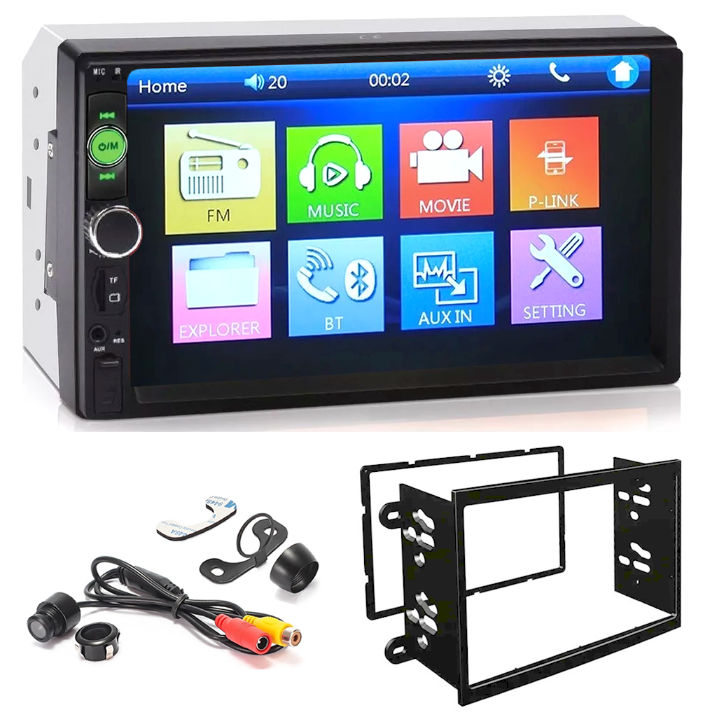 KIT Central Multimídia Mp5 Bluetooth 2 din 7" p/ ONIX Prisma Joy 2013 à 2021 + Moldura e Câmera Ré