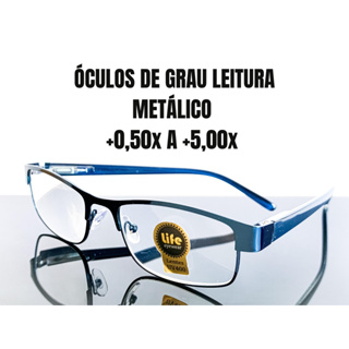 Óculos de Leitura Metálico Retangular Azul com Lente de Grau +0.50 até +5.00 Óculos Pronto para Vista Cansada Leitura em Oferta na Shopee
