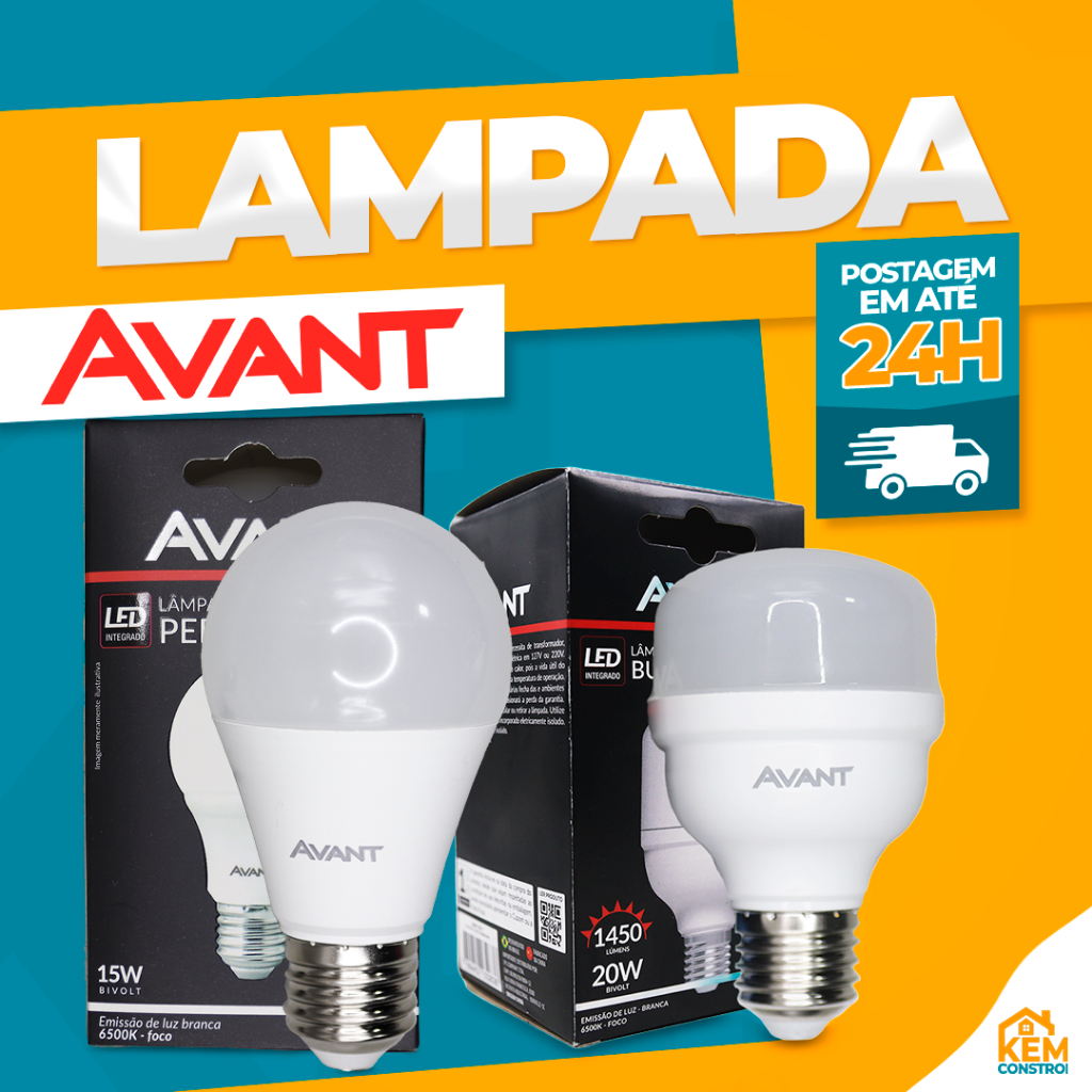 Lâmpada Led Bulbo 9/15/20/30/40/50W E27 Bivolt 6500K Branco Frio Alta Potência Avant em Oferta na Shopee
