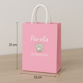 Kit com 10 Sacolas Personalizada com sua logo ou como desejar Tamanho P 21x13x5cm em Oferta na Shopee