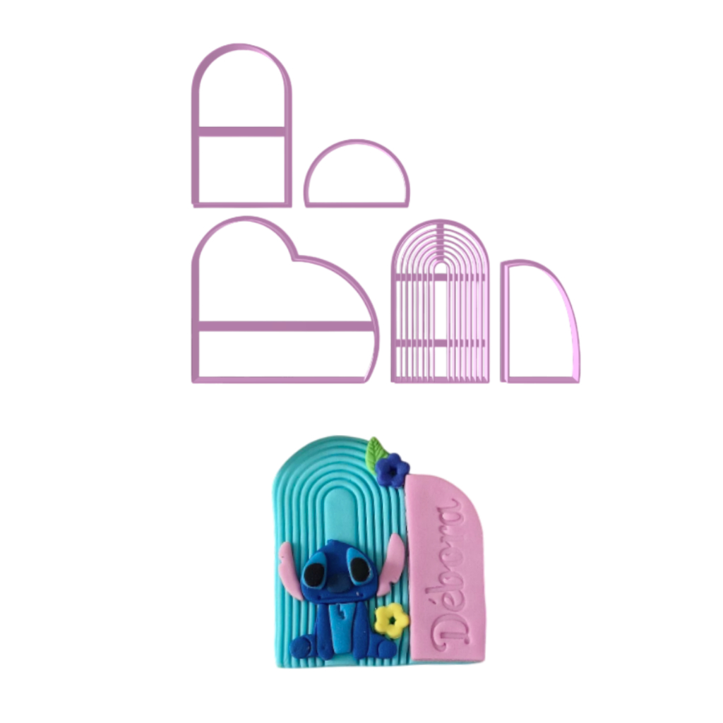 Kit 5 Cortadores Moldura Portal Duplo Arco Iris 8,9cm Pasta Americana chá de bebê cod.003/004 em Oferta na Shopee