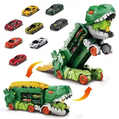 Pista Dinossauro 2 em 1 Caminhão Cegonha Carro Brinquedo com Rampa Corrida