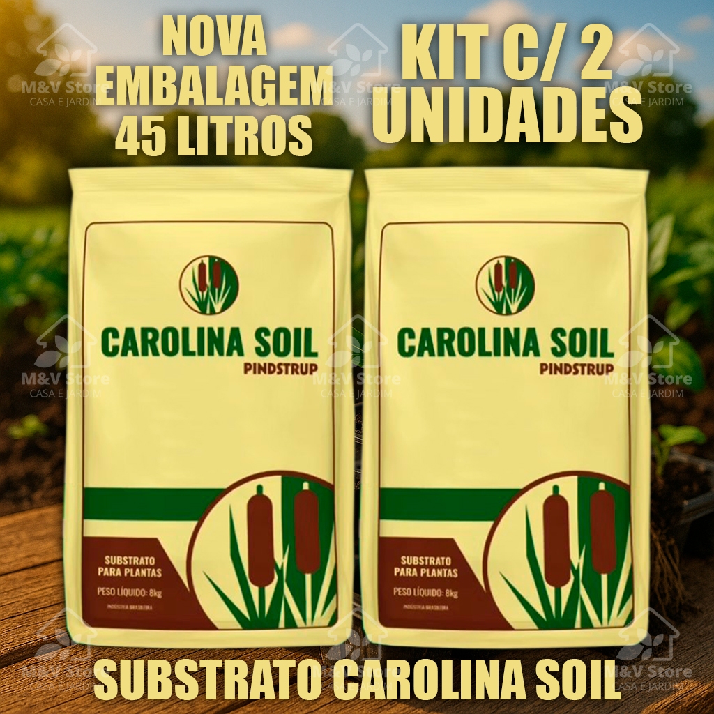 Kit 2x Substrato Carolina Soil Formulação Completa 35H - 45 Litros 8 kg Plantas Hortas Mudas Plantio em Oferta na Shopee