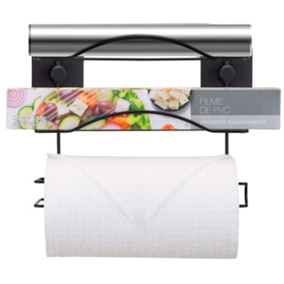Suporte Organizador 3 Rolos Papel Toalha Filme Alumínio Em Aço Sem Furo Cozinha Armário Preto Arthi em Oferta na Shopee