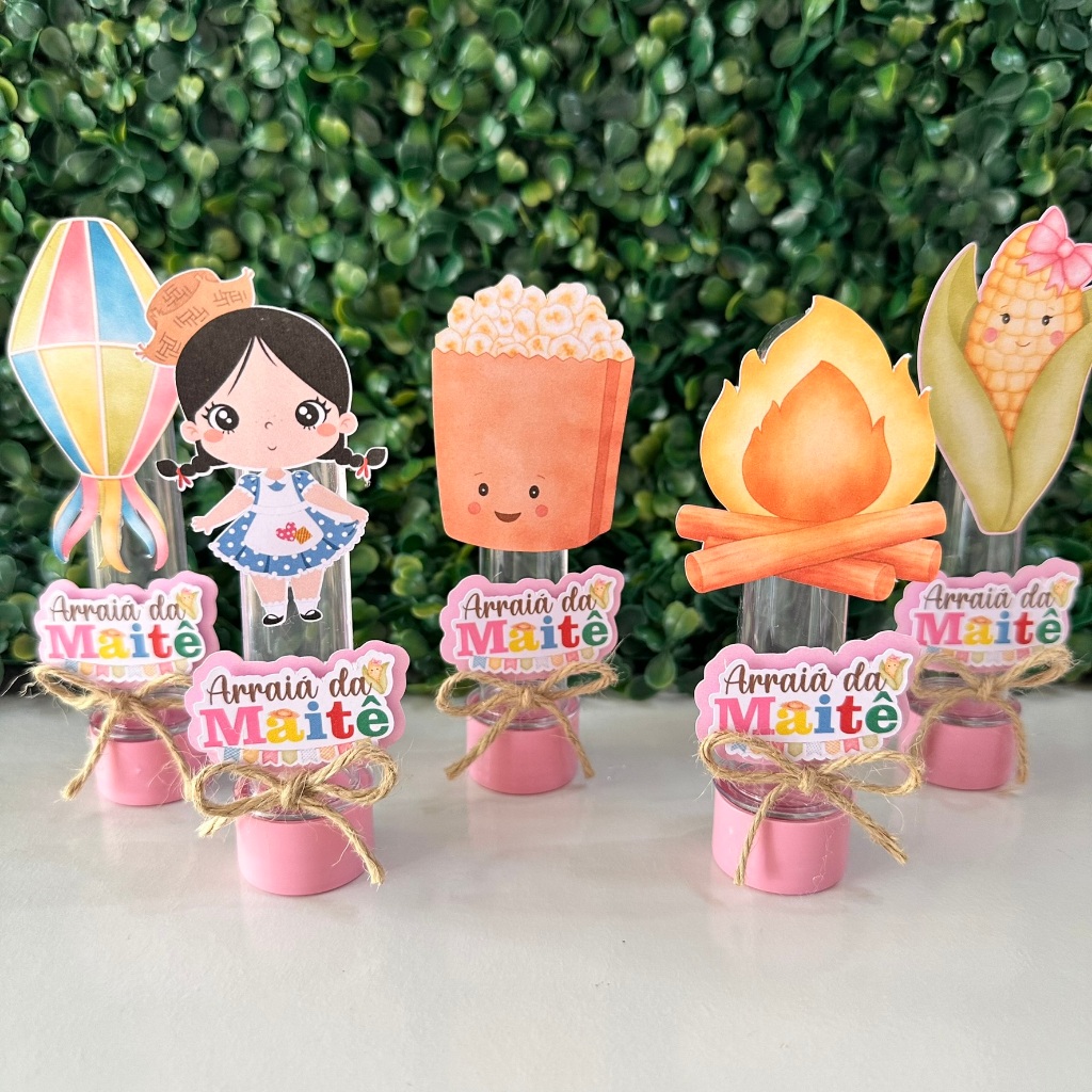 Tubetes personalizados - Festa Junina - Menina - Aniversario junino - Lembrancinha personalizada - tema arraiá - kit fes