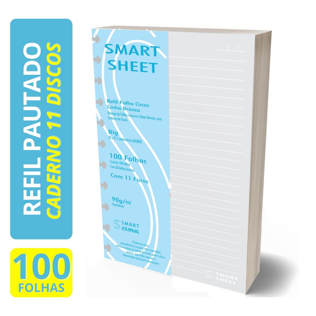 Refil Caderno Disco 90g 100 Fls Pauta Branca Grande 11 Furos em Oferta na Shopee