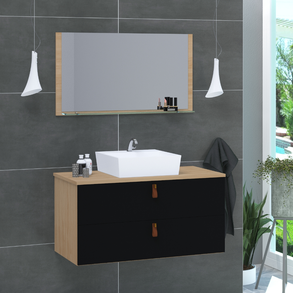 Conjunto Armário de Banheiro Berlim 60 cm MDF + Espeplheira + cuba em Oferta na Shopee