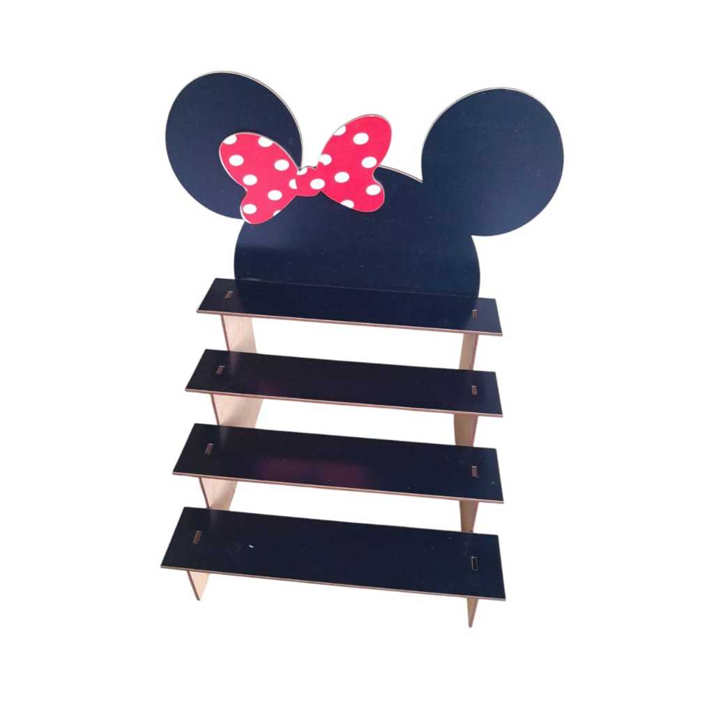 Porta Doces Escada Mickey Minnie Festa Mdf Cru Adesivado em Oferta na Shopee