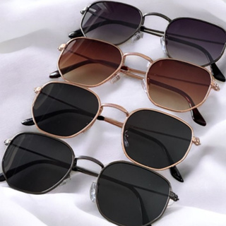 Óculos de Sol Feminino Hexagonal Dourado em Oferta na Shopee