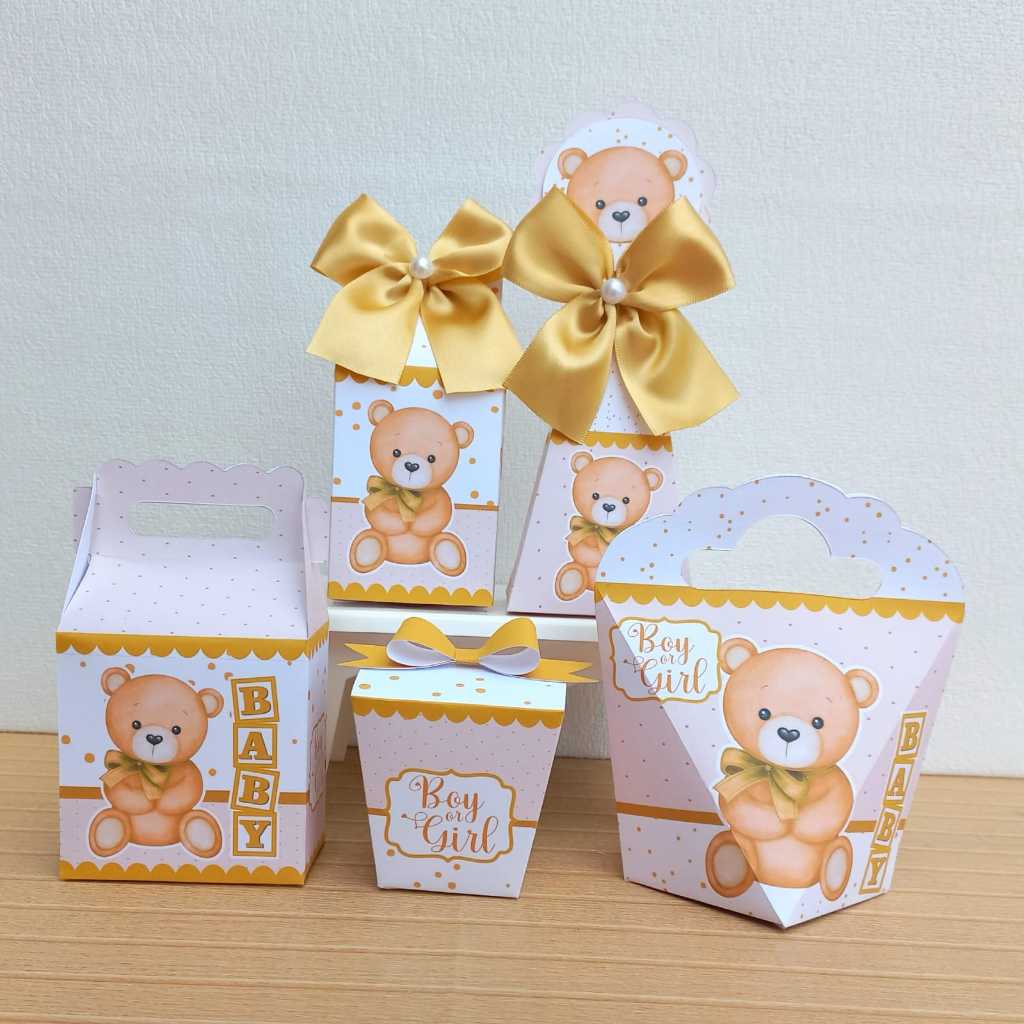 Kit Festa Personalizada Chá Revelação Neutro Lembrancinha Caixinhas para Festa