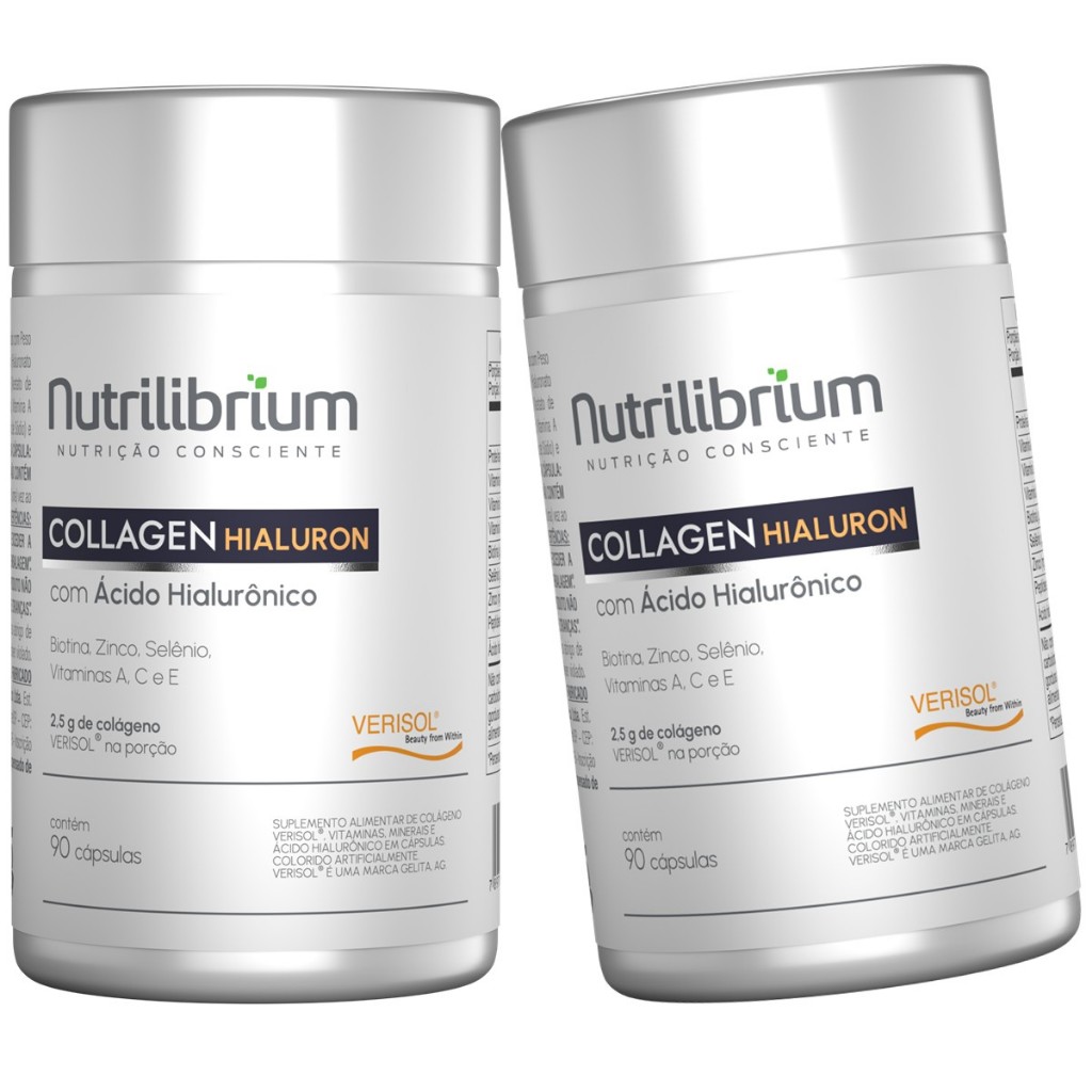 Kit 2x Colágeno Verisol Ácido Hialurônico 180 Caps 2 Meses Nutrilibrium - Health