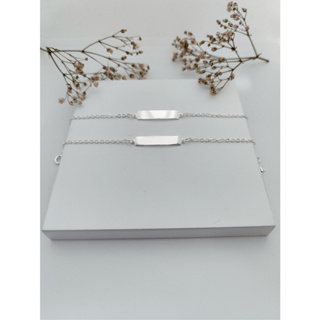 Pulseira Infantil Prata 925 Legitima - Plaquinha Lisa em Oferta na Shopee