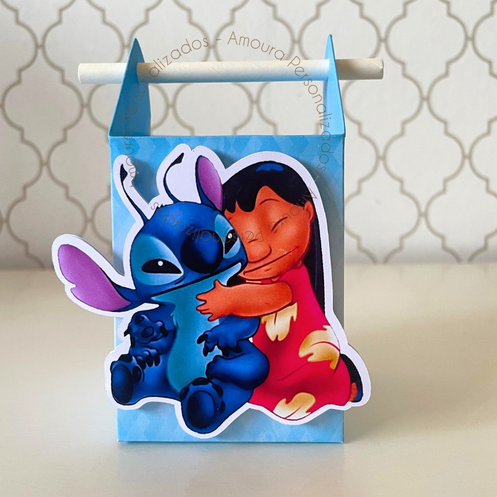 CAIXA CANUDO PERSONALIZADA PARA LEMBRANCINHAS LILO & STITCH AZUL CAIXINHA FESTA INFANTIL ANIVERSARIO