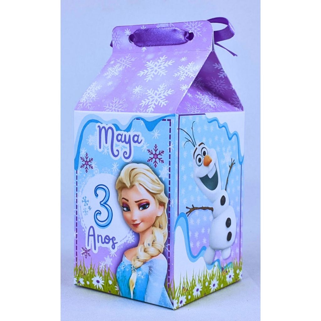 Kit 10 a 50 Caixinha Frozen Personalizada Milk de Papel Offset 180g Sem Lacinho Lembrancinha Infantil